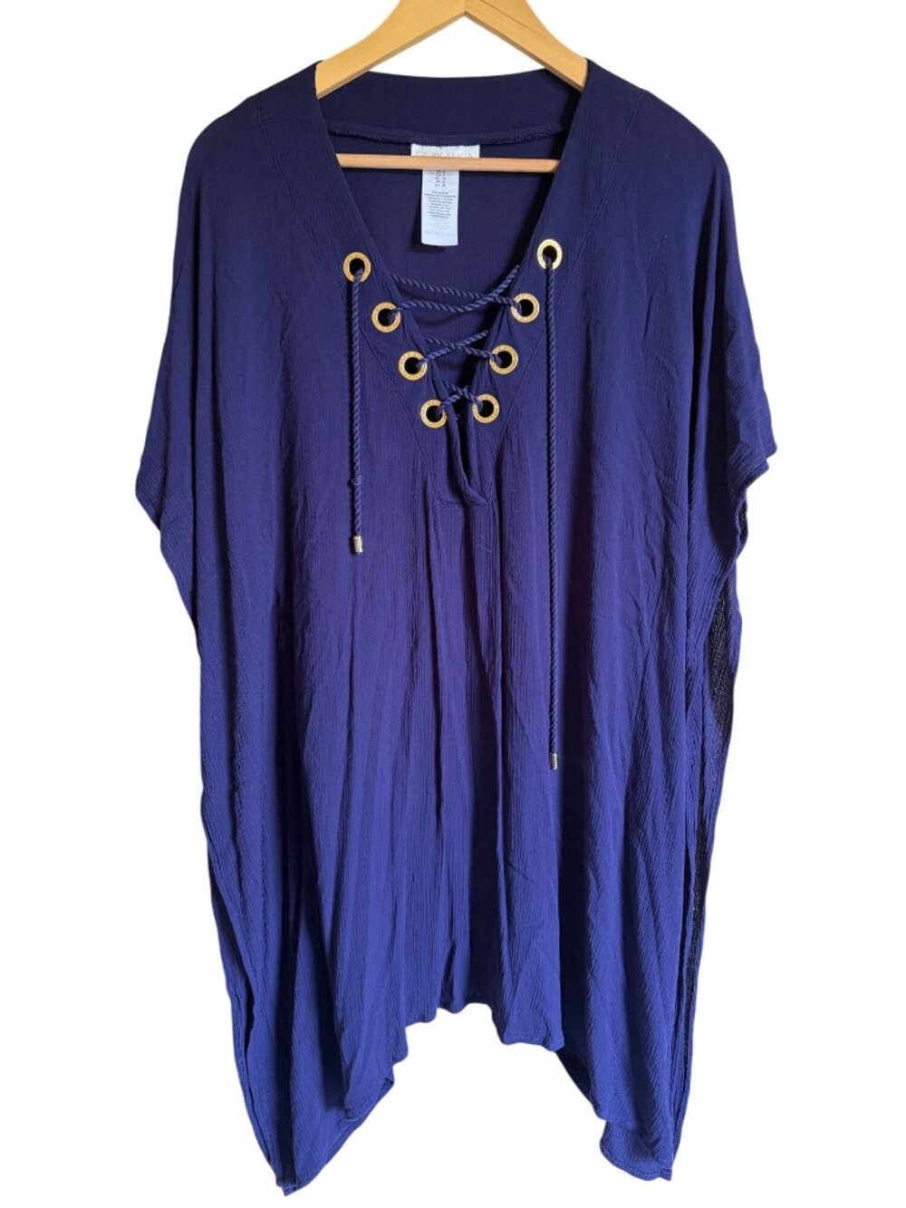La Blanca Navy Blue Tie Front Swim Cover Up Size Small
